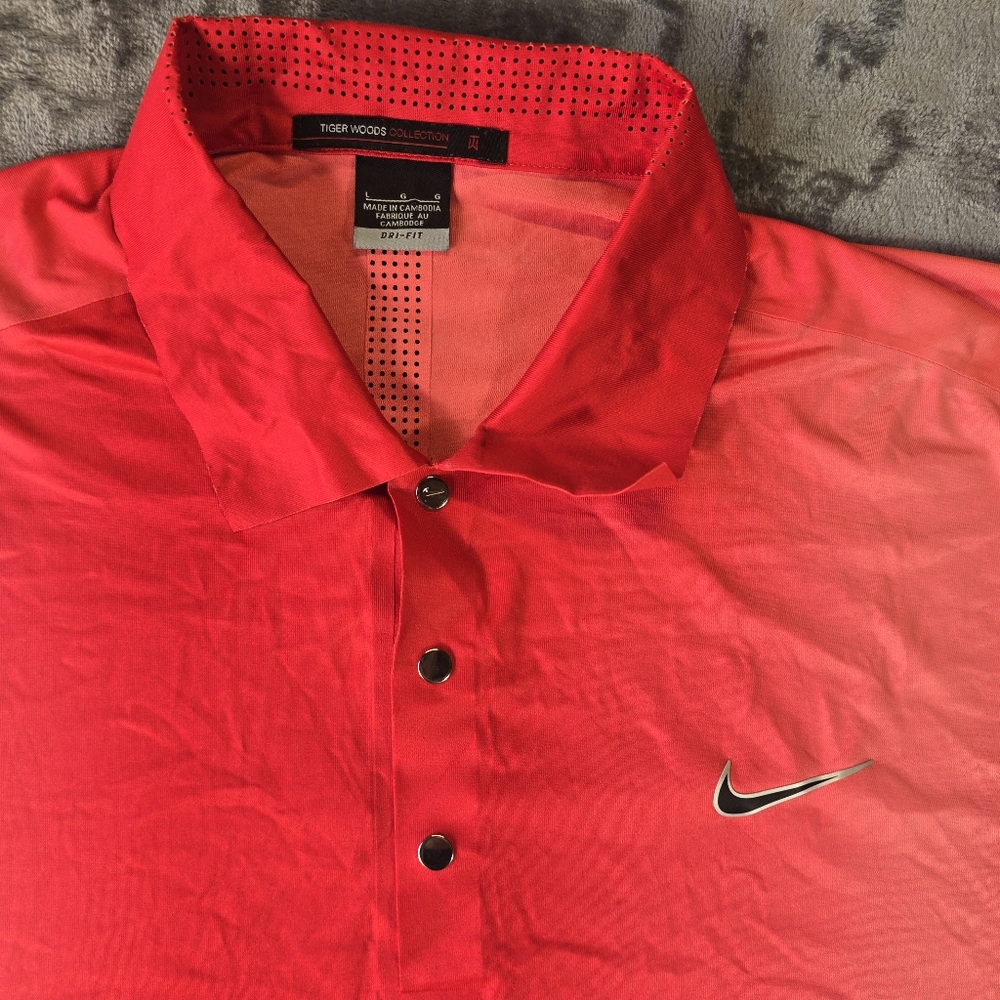Nike Dri-Fit Tiger Woods Collection Red Men's Polo Shirt Size XL Salmon Pink
